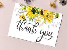 Sunflower Thank You Cards PRINTABLE Thank You Card Baby Shower Bridal Shower Folded Wedding Note Folded Rustic PDF