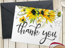 Sunflower Thank You Cards PRINTABLE Thank You Card Baby Shower Bridal Shower Folded Wedding Note Folded Rustic PDF