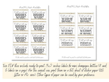 Will You Be My Bridesmaid Champagne Labels PRINTABLE Matron Of Honor Maid Of Honor Personal Attendant
