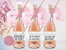 Will You Be My Bridesmaid Champagne Labels PRINTABLE Matron Of Honor Maid Of Honor Personal Attendant