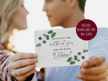 Will You Be Our Witness Card PRINTABLE, Witness Proposal Card, We Can't Say I Do Without You