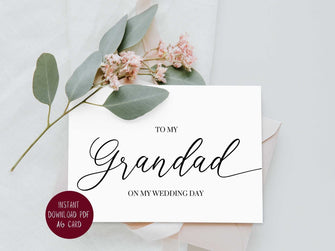 To My Grandad On My Wedding Day Card PRINTABLE