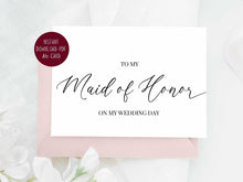 To My Maid Of Honor On My Wedding Day Card To My Maid Of Honour PRINTABLE - 2 Cards