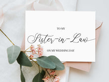 To My Sister In Law On My Wedding Day Card PRINTABLE