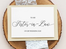 To My Sister In Law On My Wedding Day Card PRINTABLE