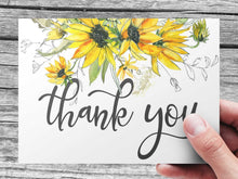 Sunflower Thank You Cards PRINTABLE Thank You Card Baby Shower Bridal Shower Folded Wedding Note Folded Rustic PDF