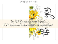 Sunflower Thank You Cards PRINTABLE Thank You Card Baby Shower Bridal Shower Folded Wedding Note Folded Rustic PDF