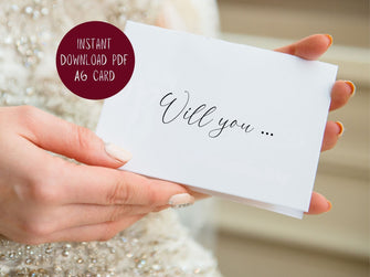 Will You Card Will You Be My Card PRINTABLE Wedding Cards PDF A6