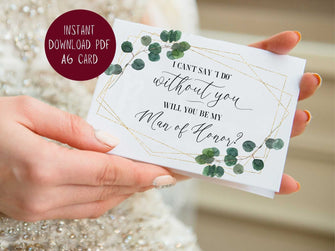 Will You Be My Man Of Honor Card PRINTABLE, Man Of Honor Proposal Card, I Can't Say I Do Without You