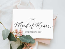 To My Maid Of Honor On My Wedding Day Card To My Maid Of Honour PRINTABLE - 2 Cards