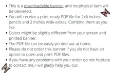 Back To School Pencil Banner PRINTABLE