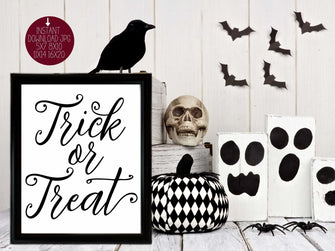 Trick Or Treat Sign Decor Print PRINTABLE Halloween