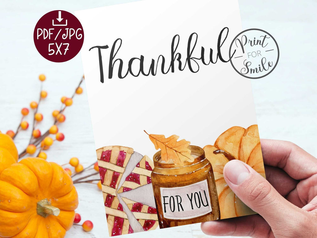 Thankful For You Card PRINTABLE Thanksgiving