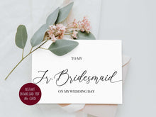 To My Junior Bridesmaid On My Wedding Day Card PRINTABLE