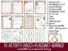 Thanksgiving Placemats For Kids PRINTABLE Coloring Personalized  Template PDF