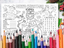 Christmas Coloring Placemats Kids PRINTABLE Personalized