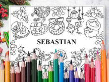 Kids Christmas Placemats Personalized PRINTABLE Coloring PDF