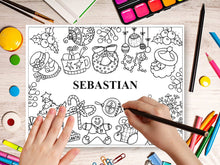 Kids Christmas Placemats Personalized PRINTABLE Coloring PDF