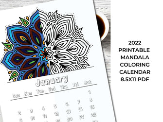 Mandala Calendar Coloring 2022 PRINTABLE