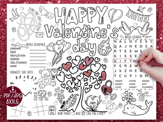 Valentines Day Placemat PRINTABLE Kids