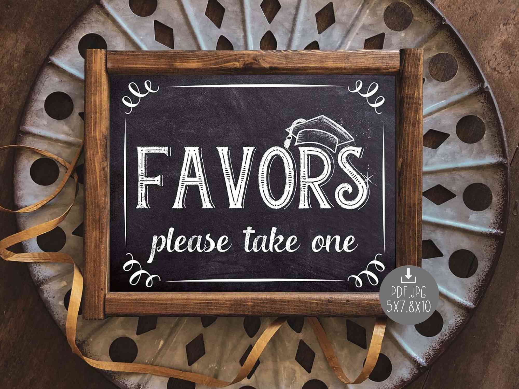 Graduation Favors Sign Chalkboard PRINTABLE