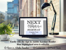 Graduation My Next Chapter Starts At Sign PRINTABLE Party Decorations Personalizable