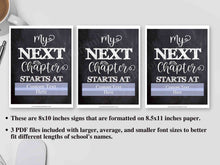 My Next Chapter Starts At Graduation Sign PRINTABLE Party Decorations Personalizable