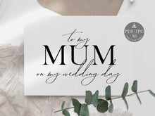 Wedding Card To My Mom Mum On My Wedding Day Card PRINTABLE 2 Cards