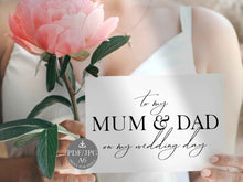 Wedding Card To My Mum And Dad On My Wedding Day Card For Parents Of The Bride Groom PRINTABLE