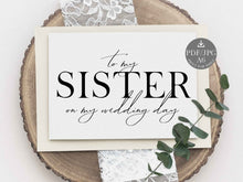 Wedding Card To My Sister On My Wedding Day Card PRINTABLE