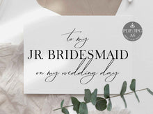 Wedding Card To My Junior Bridesmaid On My Wedding Day Card PRINTABLE