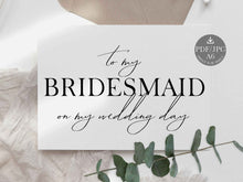 Wedding Card To My Bridesmaid On My Wedding Day Card PRINTABLE