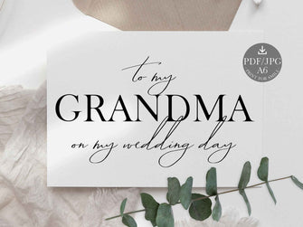 Wedding Card To My Grandma On My Wedding Day Card PRINTABLE