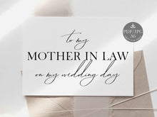 Wedding Card To My Mother In Law On My Wedding Day Card PRINTABLE