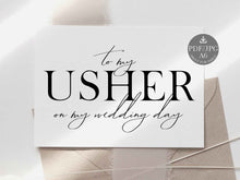 Wedding Card To My Usher On My Wedding Day Card PRINTABLE