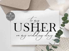 Wedding Card To My Usher On My Wedding Day Card PRINTABLE