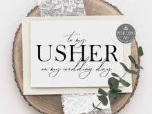 Wedding Card To My Usher On My Wedding Day Card PRINTABLE