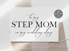 Wedding Card To My Step Mom Mum On My Wedding Day Card PRINTABLE 2 Cards