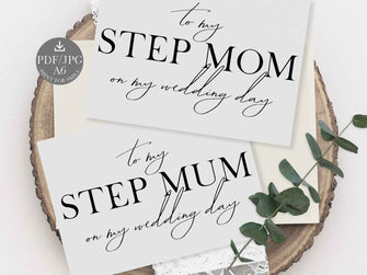 Wedding Card To My Step Mom Mum On My Wedding Day Card PRINTABLE 2 Cards