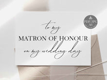 Wedding Card To My Matron Of Honor Honour On My Wedding Day Card PRINTABLE 2 Cards