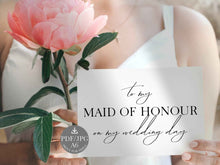 Wedding Card To My Maid Of Honor Honour On My Wedding Day Card PRINTABLE 2 Cards