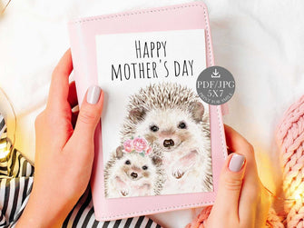 Printable Mother's Day Card Hedgehog Happy