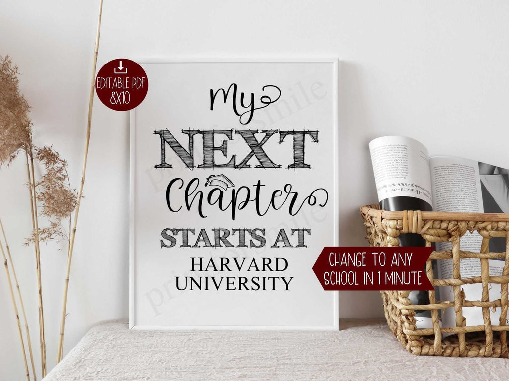 My Next Chapter Starts At Sign PRINTABLE Graduation