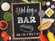 Hot dog bar sign chalkboard printable