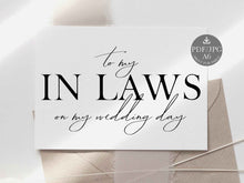 Wedding Card To My In Laws On My Wedding Day Card PRINTABLE