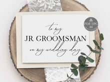 Wedding Card To My Junior Groomsman On My Wedding Day Card PRINTABLE