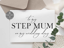 Wedding Card To My Step Mom Mum On My Wedding Day Card PRINTABLE 2 Cards