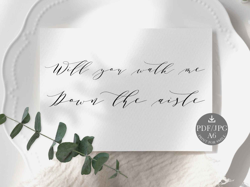 Will You Walk Me Down The Aisle Card Wedding PRINTABLE