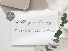 Personal Attendant Proposal Card Will You Be My Personal Attendant Card Wedding PRINTABLE