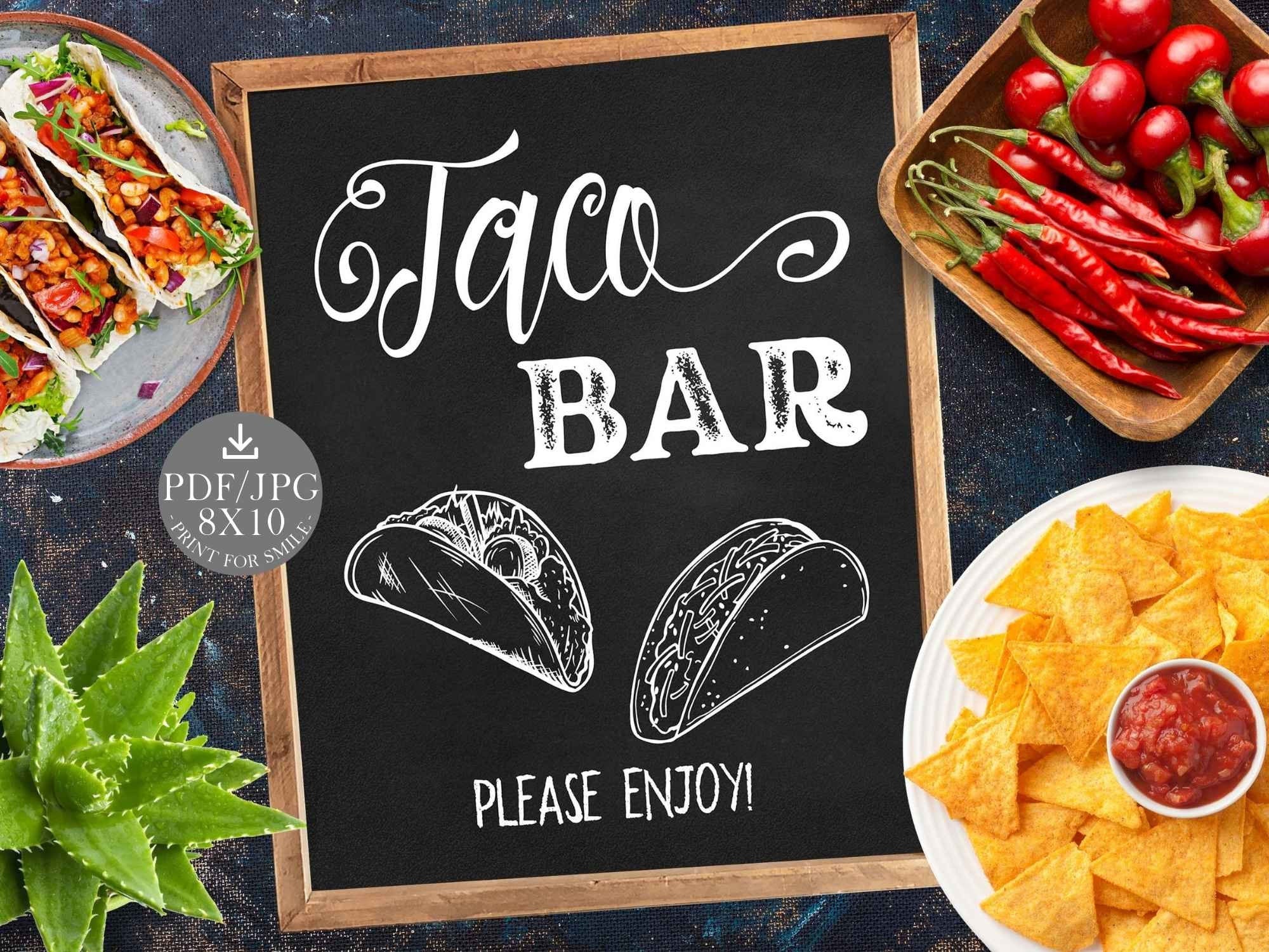 Taco Bar Sign PRINTABLE Graduation Chalkboard Taco Bar Sign PRINTABLE Graduation Chalkboard